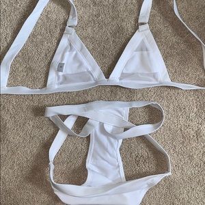 Swim - White mesh top bikini with strappy bottoms Swim - White mesh top bikini with strappy bottoms